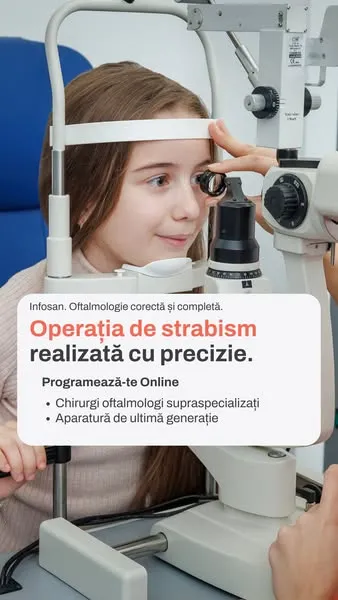 Reclamă Infosan live pe Meta: „Operația de strabism realizată cu precizie”