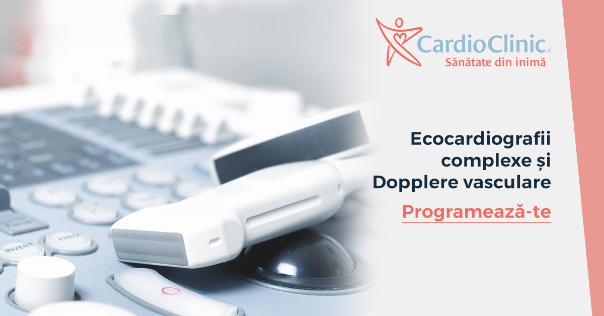 Banner Cardio Clinic din octombrie 2019 cu o sondă de ecografie